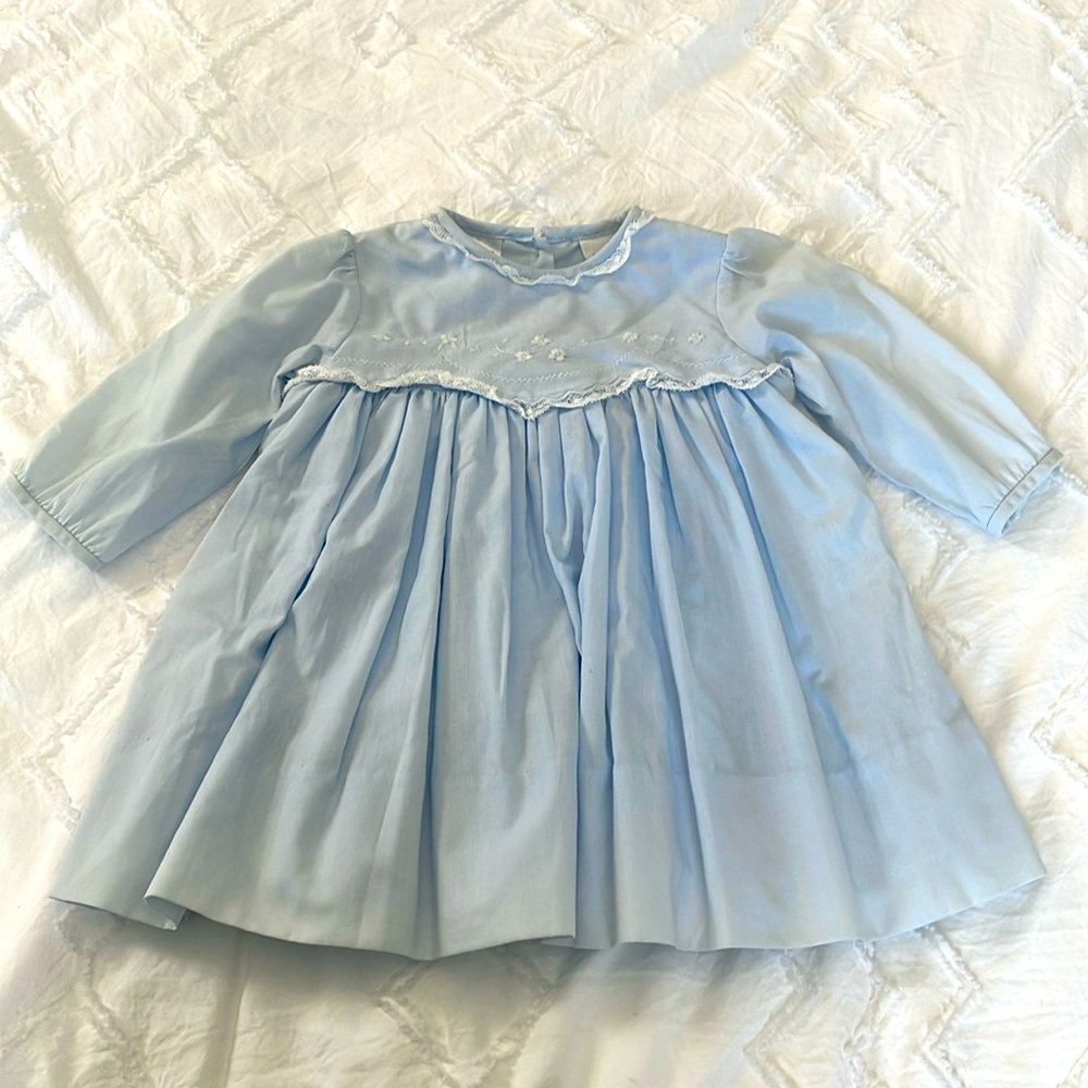 Formal baby blue pleated girls dress.